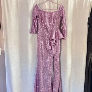 Glamorous Lavender Sequin Asymmetrical Dress